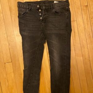 Vintage H&M 30/32 Black slim fit low waist denim jeans button-up fly